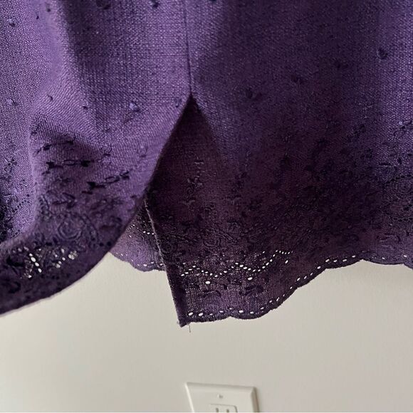 R & K Plus Size Short Sleeve Purple Embroidered Dress Size 14 - Picture 7 of 8